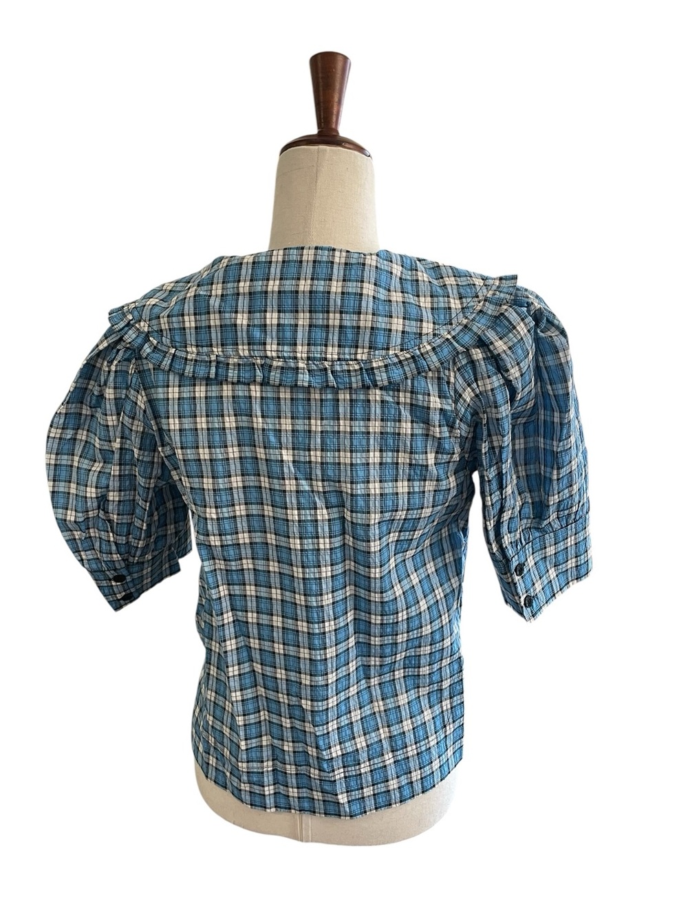 GANNI Seersucker Plaid Collar Blouse - Picture 8 of 15